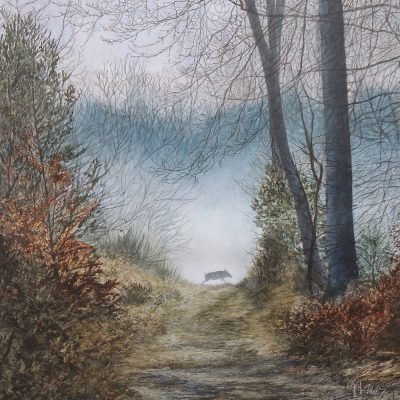 ÜBERLÄUFER, Acryl, Kreidegrund, Leinöl, Frottage, Farbstifte, Ölstifte, Graphit auf Leinwand, 68 x 78 cm, © Sascha Bianca & Ingo Maas